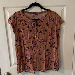 Buffalo David Bitton Floral Blouse - Brown and Purple